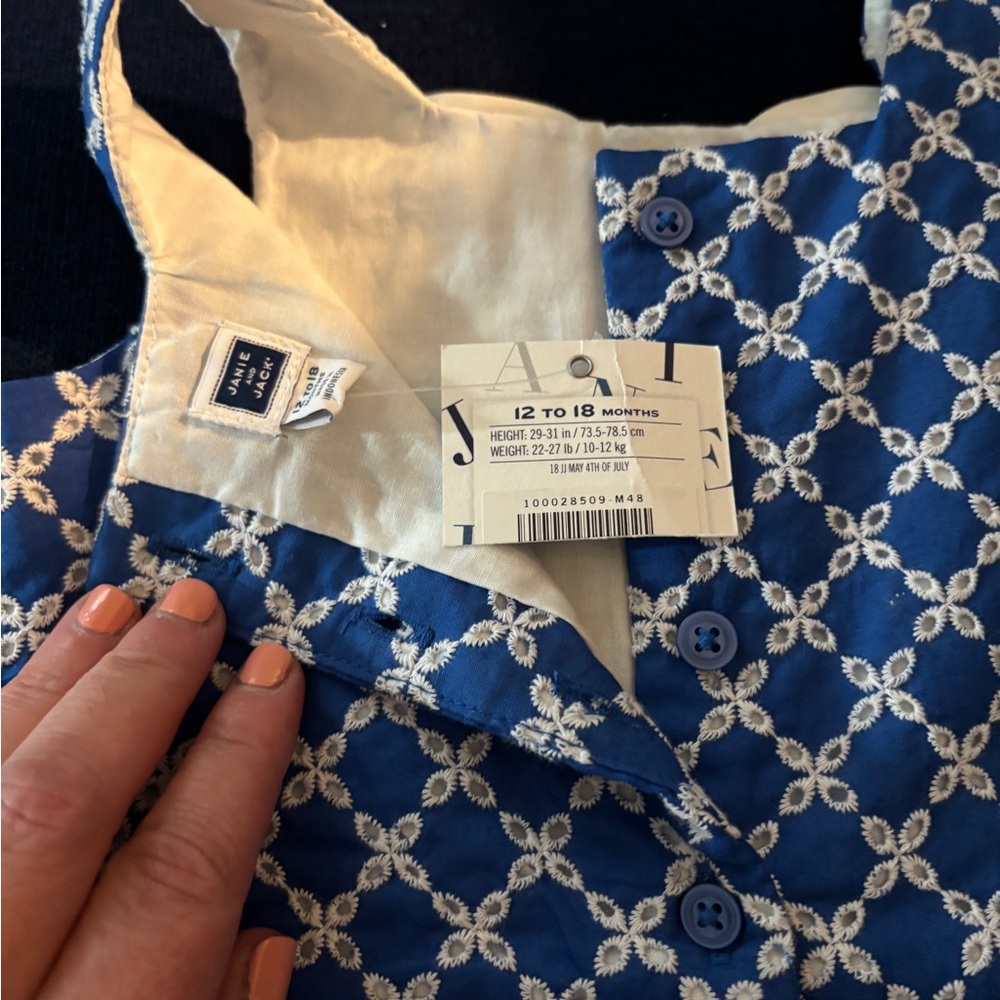Janie and Jack Navy and White Floral Dress